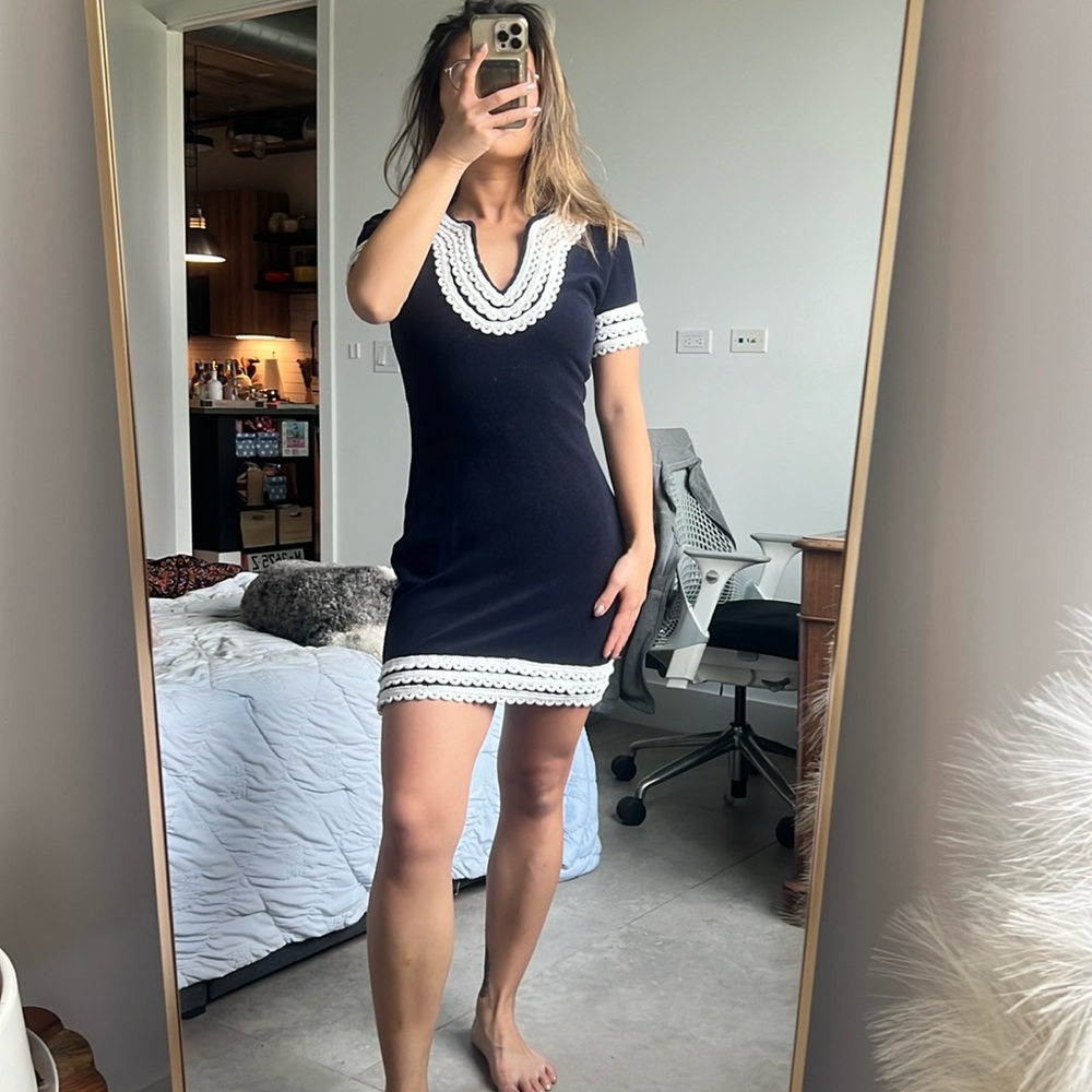 Navy Embroidered Tory Burch dress - size S